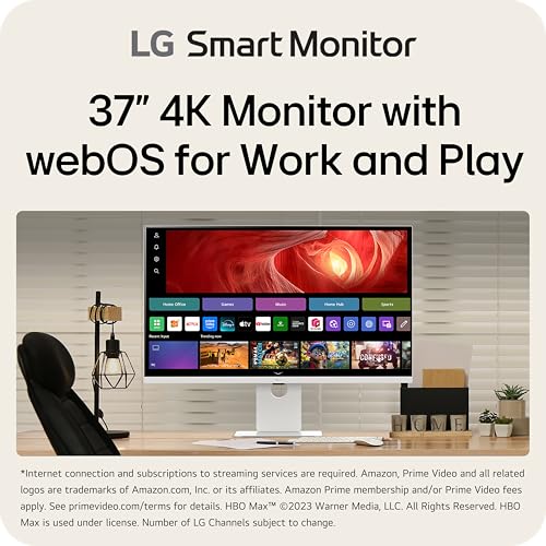 LG 37U730SA-W 37-inch Smart 4K UHD (3840 x 2160) IPS Computer Monitor, 60Hz, HDR10, webOS, Built-in Speaker, Airplay 2, Screen Share, HDMI, USB Type-C PD 65W, Tilt/Height/Swivel Stand, White - Image 3