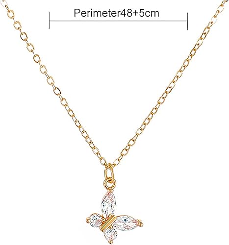 Butterfly Choker Necklace Crystal Butterfly Pendant Necklace Mini Butterfly Necklace Gold Butterfly Necklace Chain Jewelry for women and Girls Gifts(Silver)