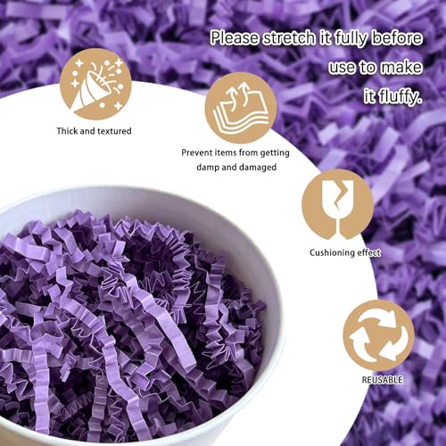 Image of Zankubom 1 /2LB Deep Purple Crinkle Cut Paper Shred Filler Great for Gift Wrapping, Deep Purple Basket Fillers, Birthday, Gift Wrapping, Halloween Thanksgiving Christmas Party Decor Filling Supplies