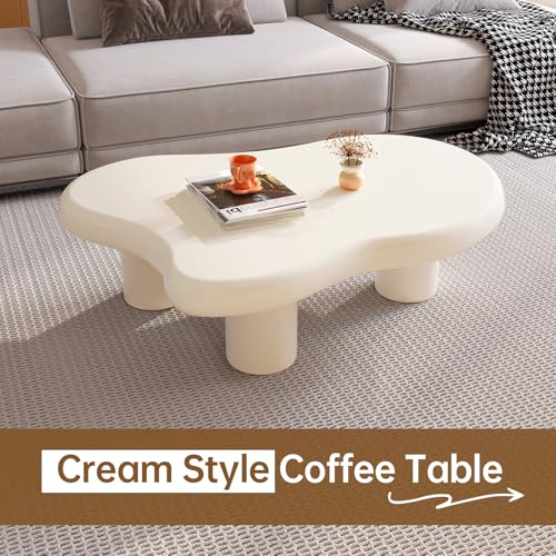 Guyii Cloud Coffee Table, Modern White Coffee Table for Living Room, Cute Irregular Indoor Tea Table with 3 Legs - Image 5
