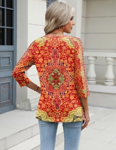 Image of Zeagoo 3 /4 Length Sleeve Womens Tops Dressy Casual Three Quarter Sleeve Blouses V Neck Shirts