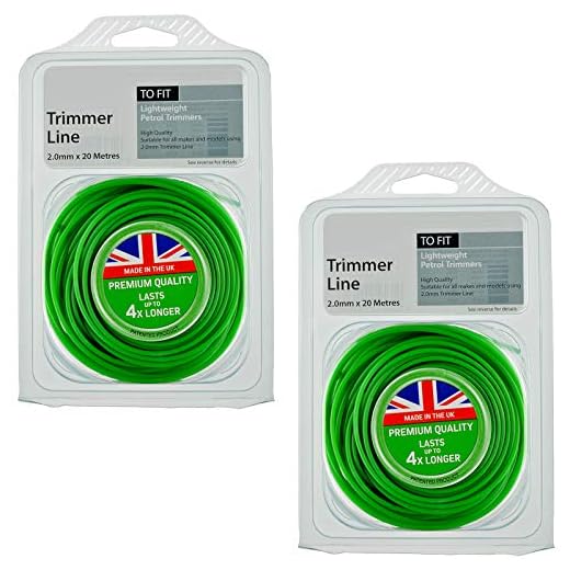 SPARES2GO 20 m 2 mm linjespolare påfyllning för Partner Strimmer Trimmer (paket med 2)