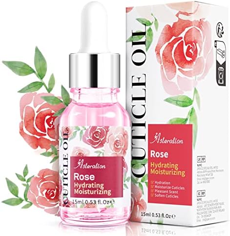 Asteration Cuticle Oil for Nails 0.53 oz - Contains Jojoba Cutical Essence Vitamin E & B, Moisturizes and Strengthens Nails and Cuticles, Heals Dry Cracked Cuticles, Paraben Free, Rose Scent
