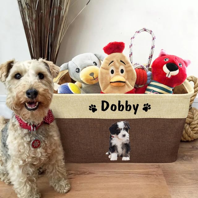 JeathFea Personalisierte Hundespielzeug - Name und Bild des Haustiers hinzufügen - Zum Aufbewahren von Hunde Katzen zubehör, Haustierbedarf - Faltbare Aufbewahrungsboxen