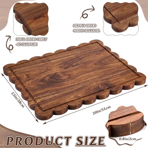 Tabla de cortar cuadrada de madera de acacia con mango 51x38x2 cm miniatura 2