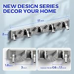 Holikme Mop Broom Holder Wall Mount Metal Pantry Organization and Storage Garden Kitchen Tool Organizer Wall Hanger for Home Goods (4 Positions with 4 Hooks, Silver) - Image 3