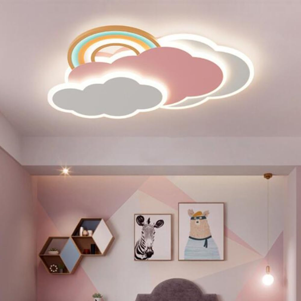 Luz De Techo LED Moderna Lámpara De Techo Nube Creativa Lámpara Infantil Regulable Con Control Remoto Araña Metal Dormitorio Para Niños Niñas Habitación Infantil Comedor Sala De Estar Luces Arcoiris