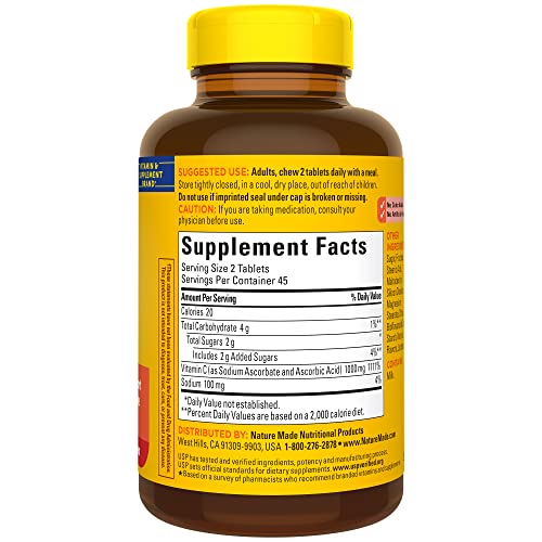 Nature Made 4022 Extra Strength Dosage Chewable Vitamin C 1000 Mg Per Serving, Dietary Supplement thumb #9