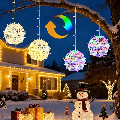 Fairdeer 4 Pack 7.09" Christmas Light Balls Outdoor with Remote
