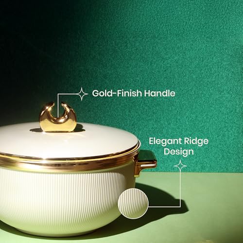Image of SELVEL Royal Linex Casserole Collection | Insulated Hot Cases | Stainless Steel Inner | BPA-Free | Brown & Lime Green | (Royal Linex Casserole - Lime Green, 1700ml)