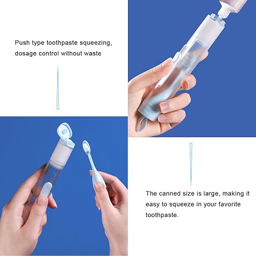 Miniatura 3 de songfir Cepillo de dientes portátil tres en uno+un cabezal de cepillo de repuesto, cerdas de ortodoncia mejoradas, tubo de pasta de dientes