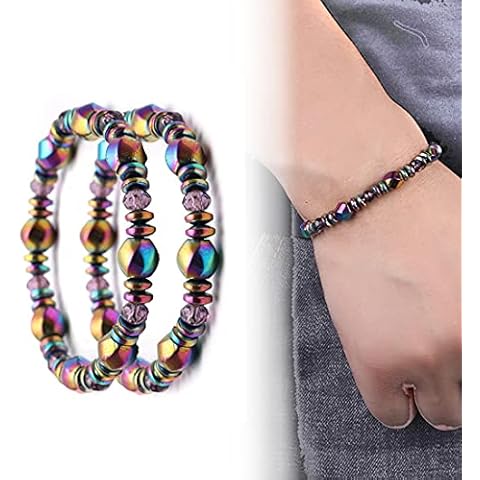 2 Pieces Hematite Magnetic Therapy Bracelets, Weight Loss Slimming Wrist Therapy,Both Men and Women Can Wear, Improve Health Gifts Cover