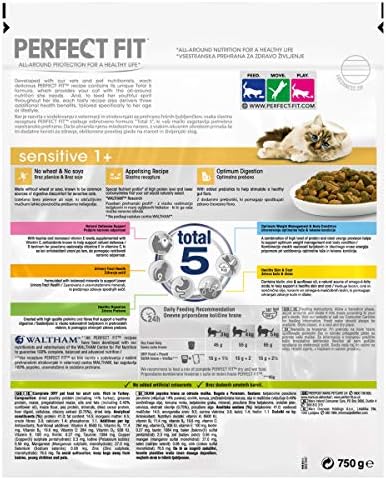 Perfect Fit Adult 1+ Complete Dry Cat Food for Sensitive Adult Cats Aged 1+ Years, Rich in Turkey, 4 Bags (4 x 750 g)