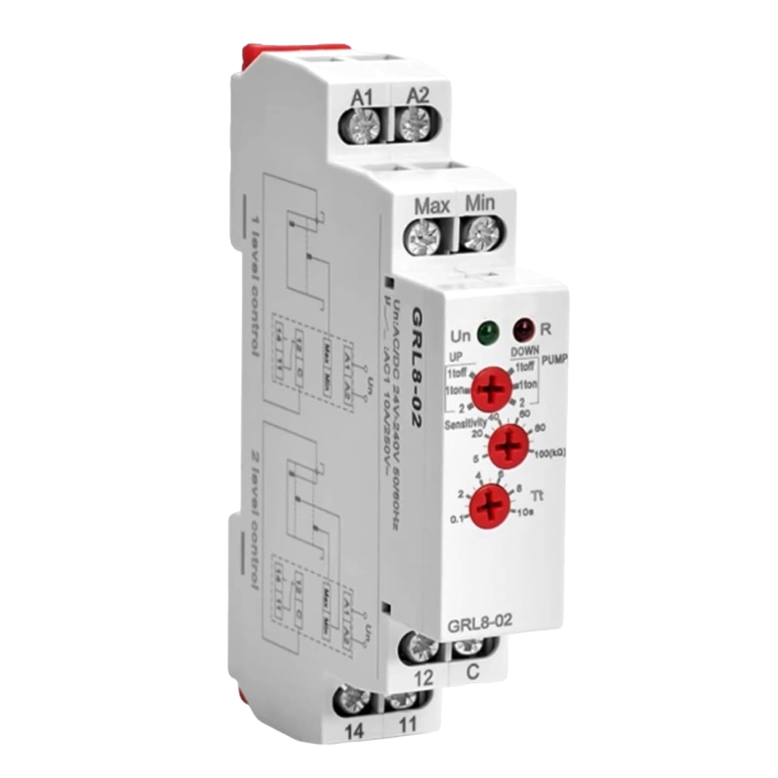 Jadeshay Flüssigkeitsstand Zeitrelais GRL8-02 Flüssigkeitsstandregelrelais Wasserstandsregler 10A AC/DC 24V-240V