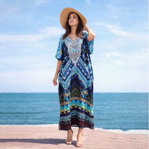 Image of Miss Lavish London Kaftan Dress for Women- Swimwear Coverups African Kaftan Dress for Resort