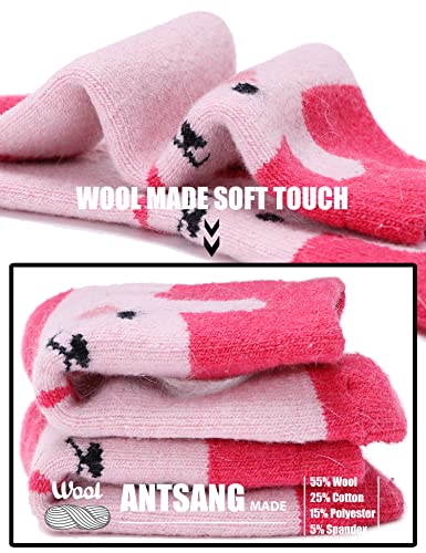 Image of Children Wool Socks For Boy Girl Kids Toddler Thick Thermal Warm Cotton Winter Crew Socks 6 Pack
