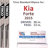 Wiper Blades Set for 2015 Kia Forte Driver/Pass Trico Steel Wipers Set of 2 Bundled with MicroFiber...