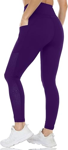 Pantalones de yoga para mujer con bolsillos, cintura alta, control de abdomen, gimnasio, entrenamiento, correr, deportes, con malla