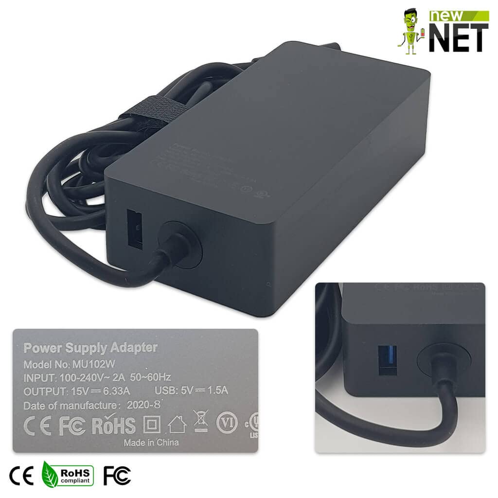 new net - Alimentatore Caricatore Caricabatteria da 15V 6.33A 102W Compatibile con Notebook Microsoft 1798 Surface Book Laptop [ Microsoft Magnetico ]