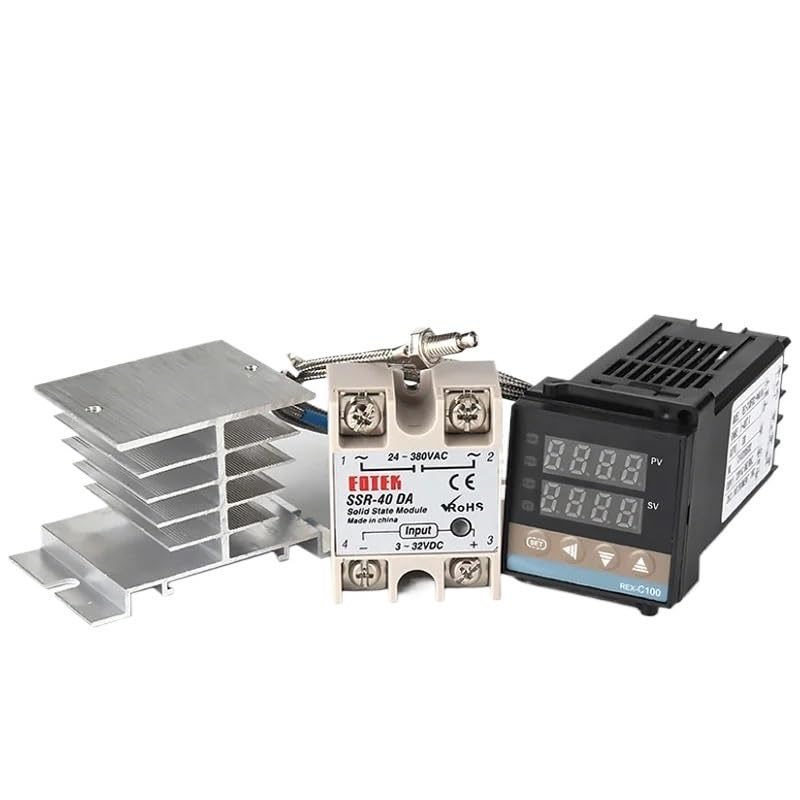 Thermostat numérique PID REX-C100 haute précision avec relais SSR 40DA et radiateur