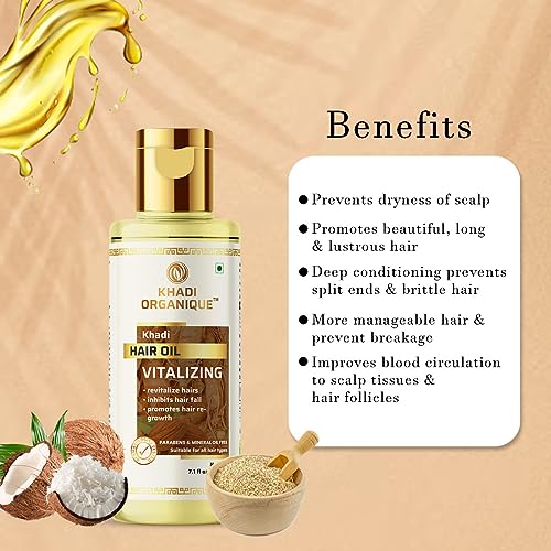 Image of Khadi Organique Vitalizing Hair Oil Without Mineral Oil 200ML (2)