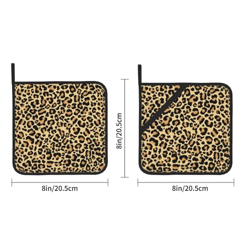 Ccocnd Brown Leopard Print Pot Holders Set Of 2, Animal Skin Kitchen Heat Resistant Potholder thumb #1