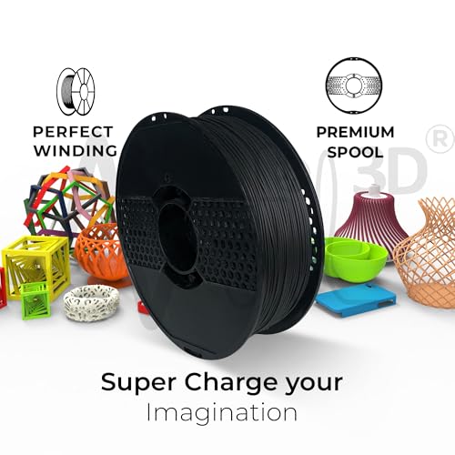 Image of NFIL3D 1KG Net Turbo Finish PLA+ Raven Black 3D Printer Filament | Filaments for 3D Printer| 1.75mm| Accuracy + /- 0.015mm | 1000g 3D Filament, 250g Spool, 350g Packaging Weight (Total Weight 1.6KG)