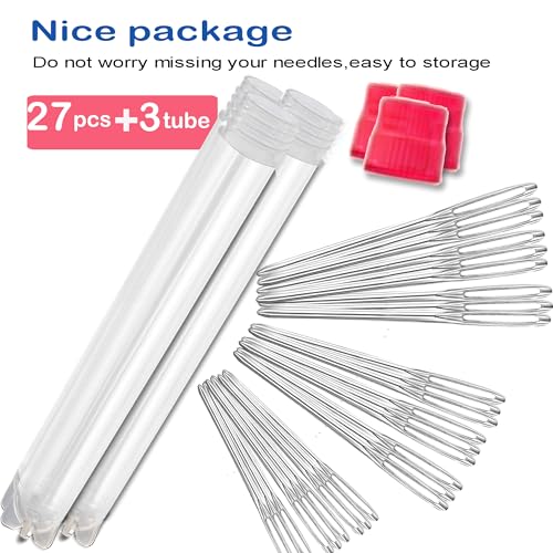 Image of Large-Eye Blunt Needles, Sewing Needles, Embroidery Thread Needle | Stainless Steel ,Handmade Yarn Knitting Needles Leather Needle, Suitable for Crochet Project. (27 PCS)