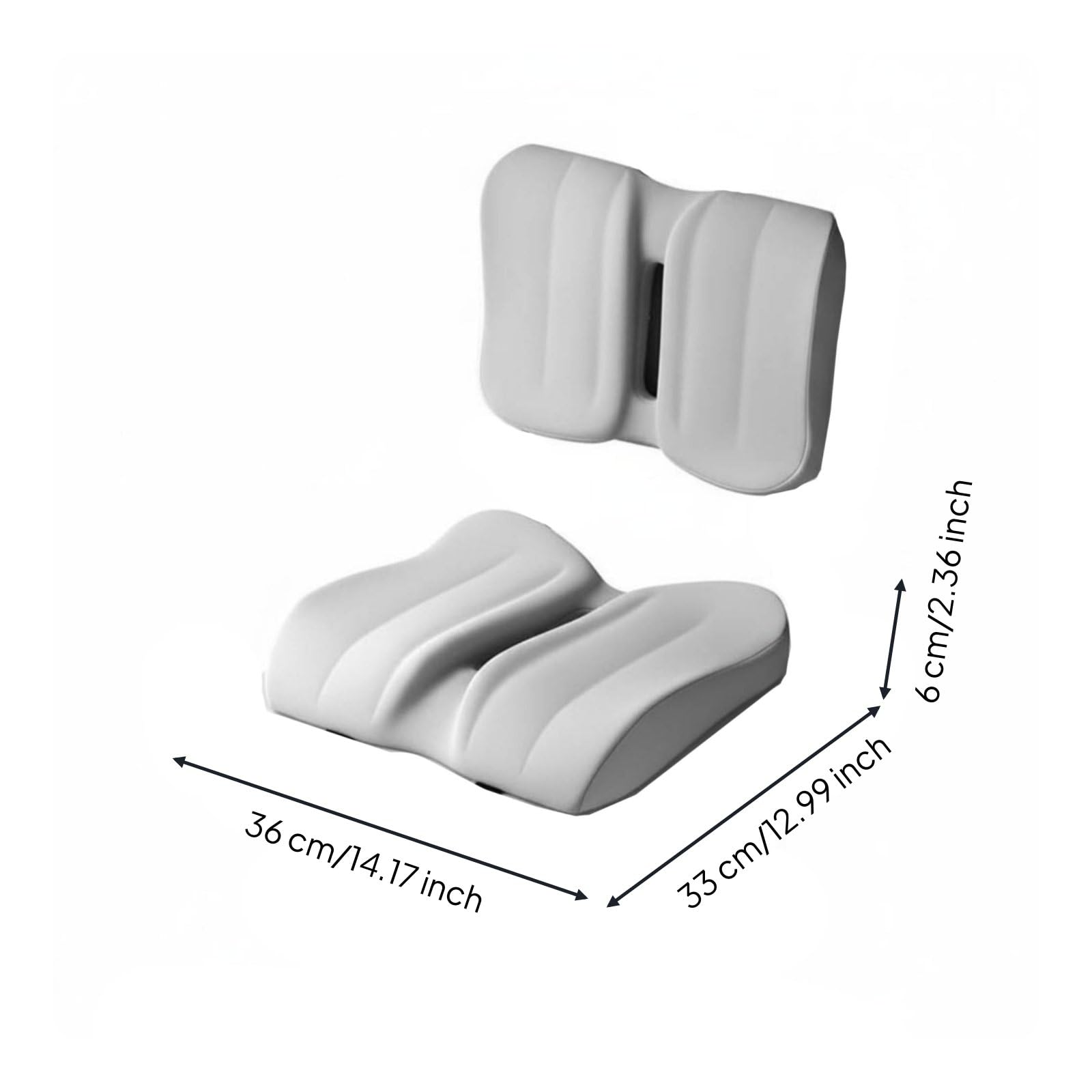 Cojín para Estudiante Cojín de Asiento Almohadilla Ergonómica Soporte Lumbar Soporte de Coxis Espuma Viscoelástica Funda de Poliéster Transpirable, Light Gray