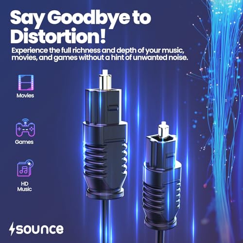 Sounce Digital Fiber Optical Audio Dolby Cable with 8 Channel (7.1) Audio support, Gold Plated Connectors For Xbox, PS5, soundbars, Transmission,... - Image 4