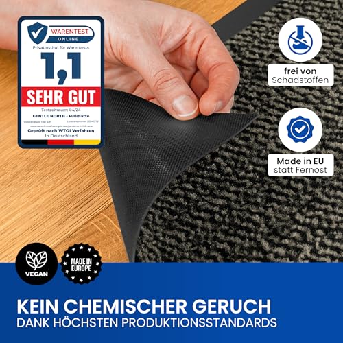 Gentle North Hochwertige Fußmatte beige 90x120cm groß für Innen & Außen - Schmutzfangmatte rutschfest, waschbar & wetterfest - Fussmatte für Eingangsbereich & Aussenbereich - Läufer Flur dünn