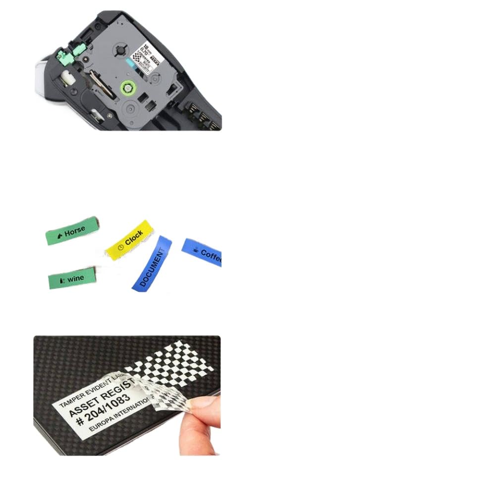 Nastro per cassetta per etichette SE4 da 5 pezzi da 18 mm nero su bianco compatibile con l'etichettatrice per nastri di sicurezza SE4