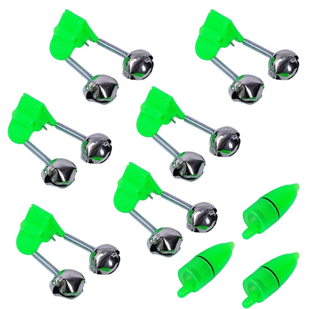 KLOPINXINGH Fishing Bite Alarm - Luminous Dual Bell Rod Indicator with Dual Alarm System, Deep Green Clip Design