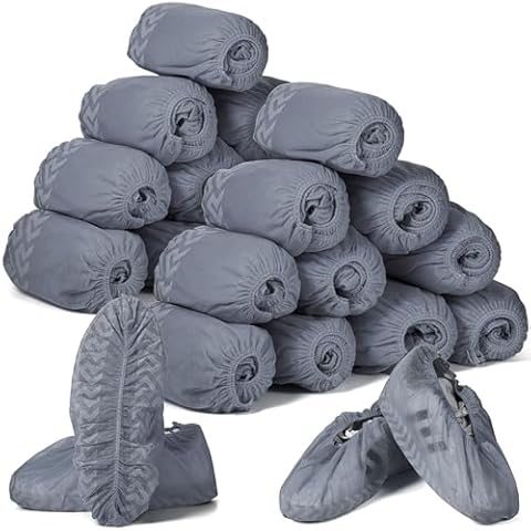 Zhanmai 300 Pack Disposable Boot Shoe Covers Non Slip Disposable Shoe Covers Large Foot Booties for Shoe Covers Indoors Contractors Floor Carpet Protectors Shoe Coverings, One Size Fits Most (Gray) Cover