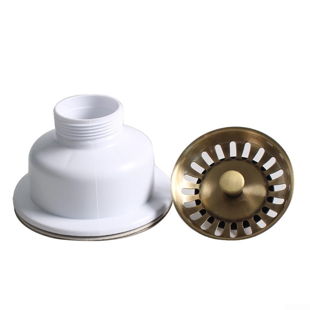 Panier d'évier de cuisine en acier inoxydable de 114 mm avec finition PVD cuivre doré, s'adapte à l'ouverture d'évier de 83 à 90 mm et au tuyau de vidange G1-1/2, remplacement robuste