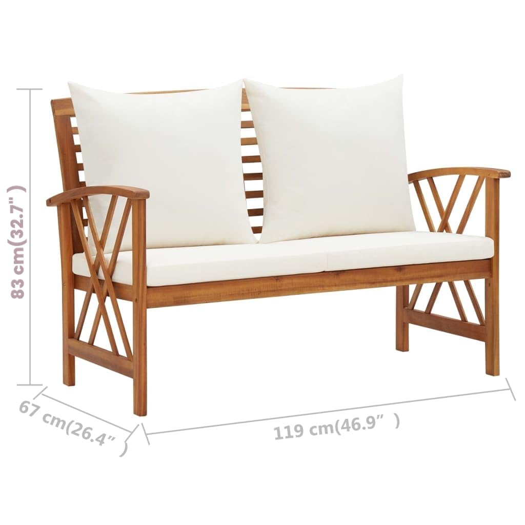 vidaXL - Salón de jardín con 4 Cojines de Madera de Acacia sólida