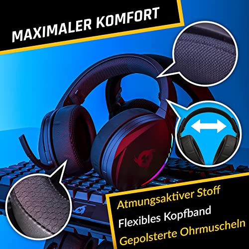 KLIM Panther Wireless Gaming Headset für PS4 PS5 Switch PC, Niedrige Latenz, Noise Cancelling Wireless Headset Bluetooth Headset Kabellos mit Mikrofon, 3D Surround Sound, RGB Headset Gaming- NEU 2022 - Image 6