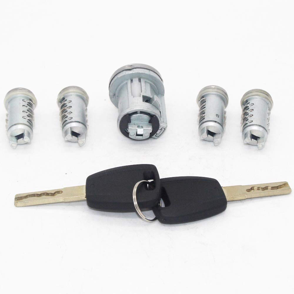 5 pezzi set completo di accensione porta bagagliaio serratura cilindro cilindro con chiavi a lama SIP22, for Fiat, Doblo Cargo Punto Panda 2003-2016 Cilindro serratura portiera auto