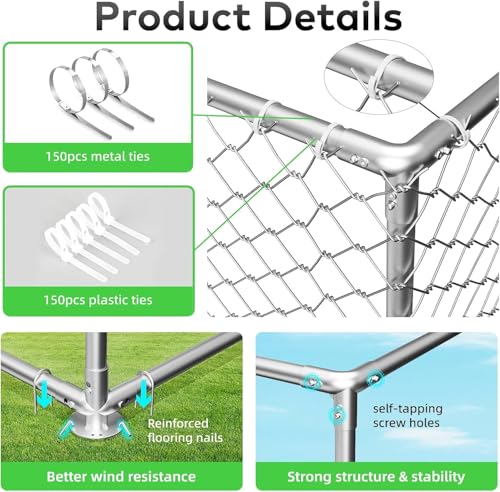 image for Docagt 15'x15' Large Outdoor Dog Kennel, Heavy Duty Dog Enclosure with