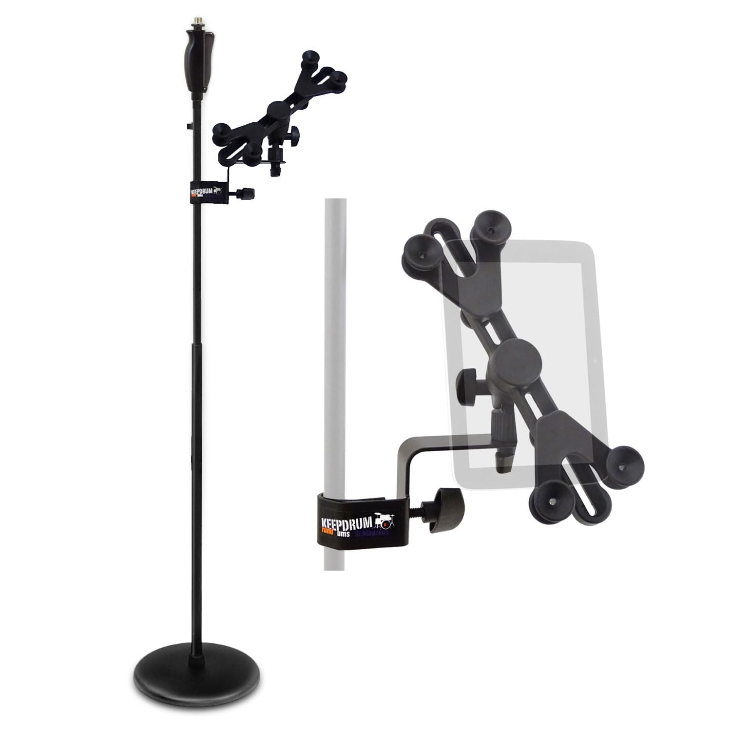 keepdrum MS124 - Soporte para micrófono con soporte para tablet