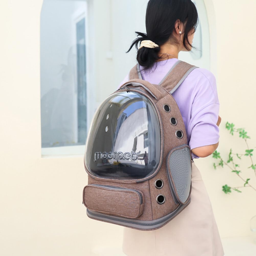 JAWSEU Hunderucksack Katzenrucksack, Tragbar Transport Rucksack Reisen Tragetasche für Haustiere, Ventilierte Transparente Katzenrucksack, Transporttasche für Haustiere Reisen Atmungsaktive Rucksack