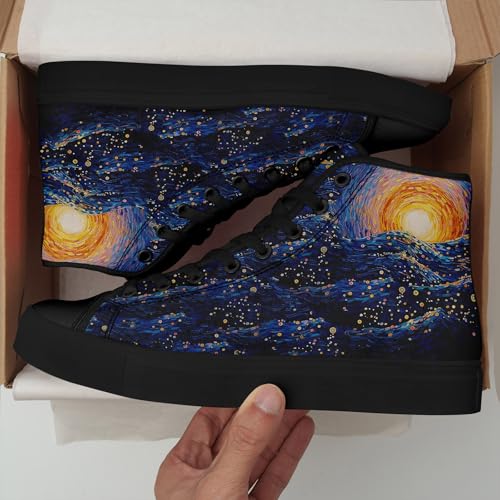 Women's Canvas Night Sky High Top Shoes Sneakers Unisex Casual Lace Up Versatile Shoes3