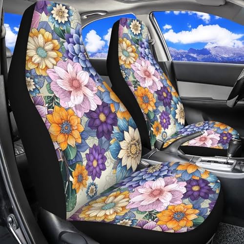 Housses de siège de voiture avant pour camion berline motif fleurs