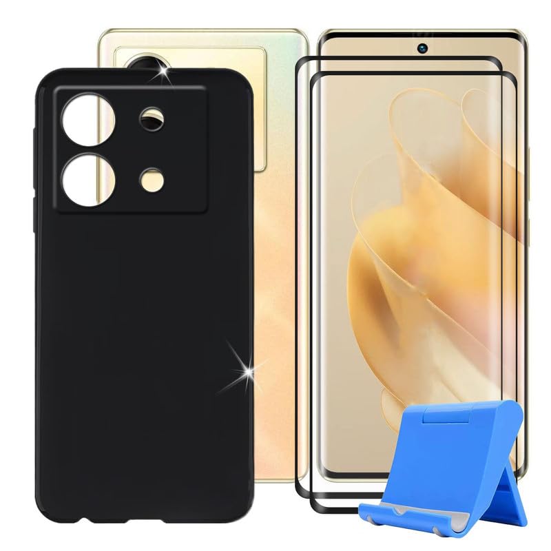 Ikiiqii Cover for Infinix Zero 30 5G (6.78") + Screen Protector(2 Pack), Ultra Thin Silicone Shockproof Bumper Anti-Scratch Protective Case + Tempered