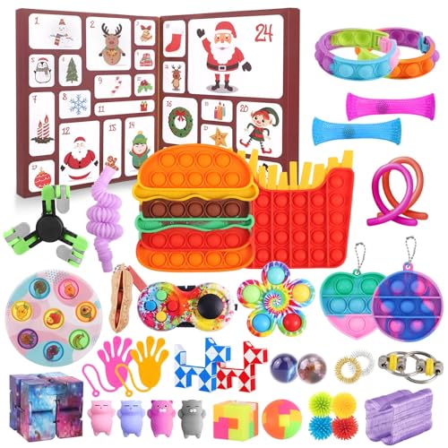 Fidget Advent Calendars For Kids With 24 Pcs Surprises Of Sensory Fidget Toys Fidget Advent Calendar 24 Days Suitable For Children Boys Girls Christmas Party Gifts
