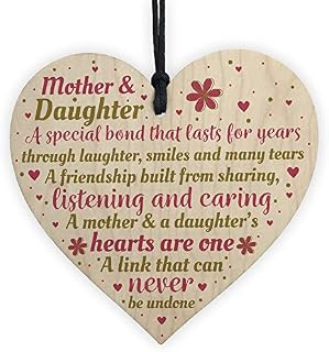 RED OCEAN Mother Daughter Gifts Handmade Wooden Hanging Heart Friendship Plaque For Mum