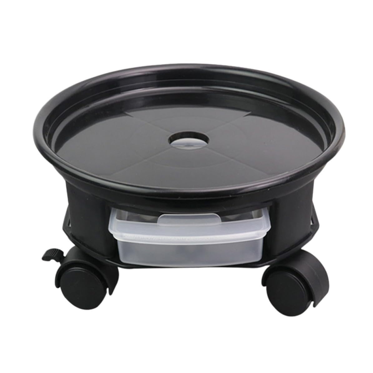 Rangement de pots de fleurs pour maison et jardin avec support mobile à roulettes noir