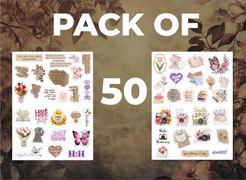 Image of LERITO Vintage Vinyl Stickers Pack, 50 Pieces, Waterproof Self Adhesive Decals for Laptop, Journal, Guitar, Mobile Phone, Multicolor