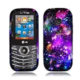 NextKin LG Cosmos 3 VN251S Cosmos 2 VN251 Hard Plastic Front And Back Protector Snap On Cover Case - Purple Marvel Nebula Galaxy