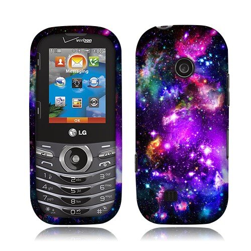 NextKin LG Cosmos 3 VN251S Cosmos 2 VN251 Hard Plastic Front And Back Protector Snap On Cover Case - Purple Marvel Nebula Galaxy